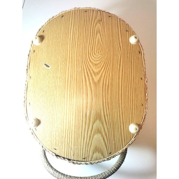 VINTAGE 1980s Country Geese Woven Sewing Basket Taiwan Nostalgia Silk Lining - Picture 6 of 6